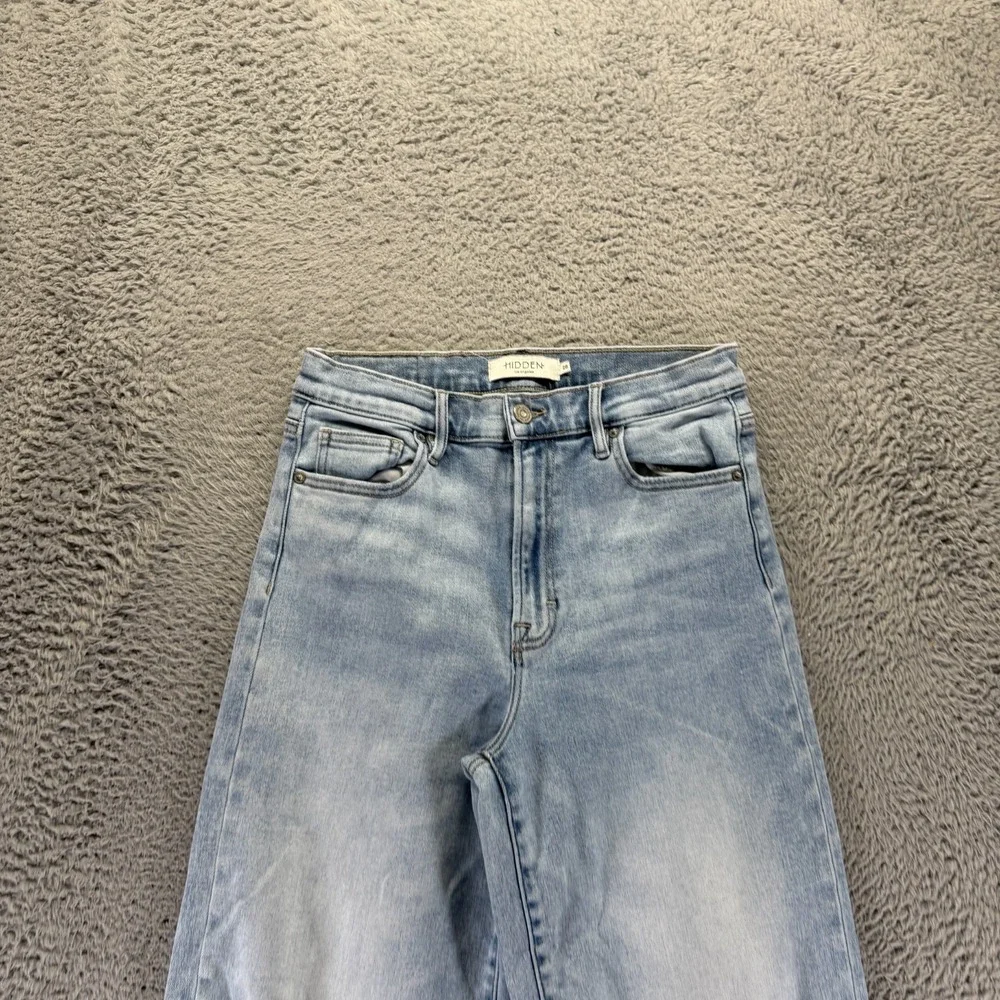 Hidden Jeans Womens 28x30 Blue Cotton Denim Wide-Leg Distressed Workwear Stretch - Picture 2 of 11